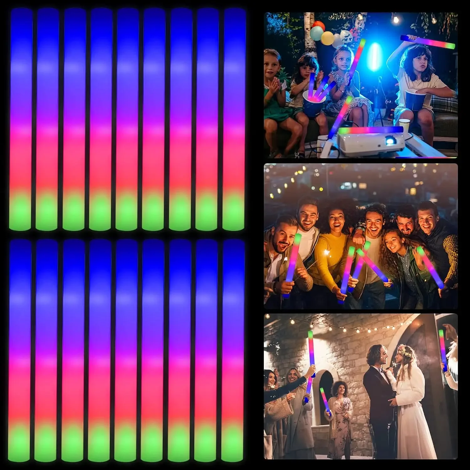 Flashing Led Foam Sticks Party - 3Z-50PCS Bâtonnets lumineux en mousse LED