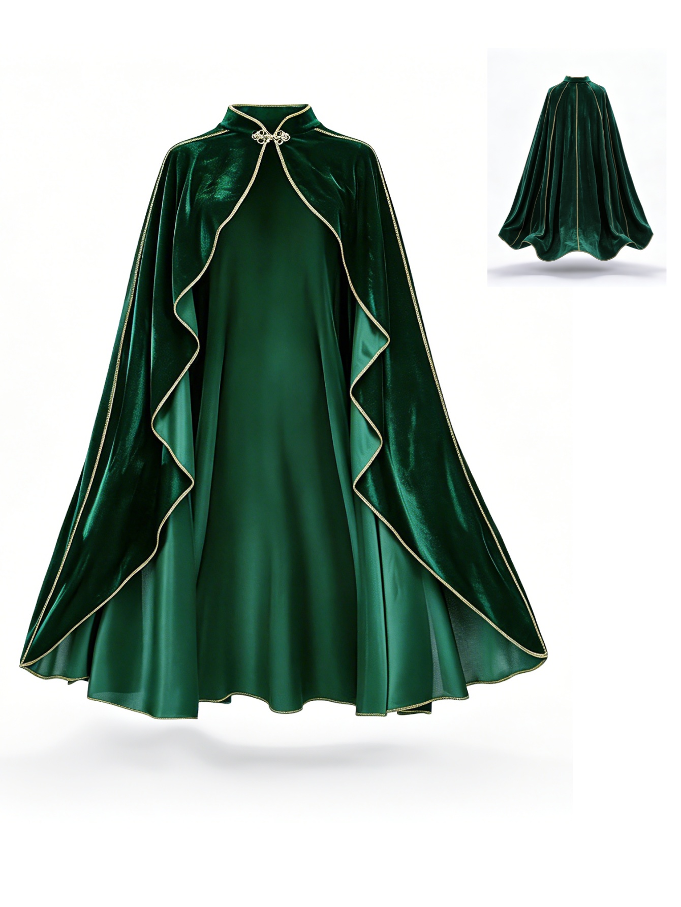 Medieval Renaissance Dress Women - Cape vintage en velours vert pour