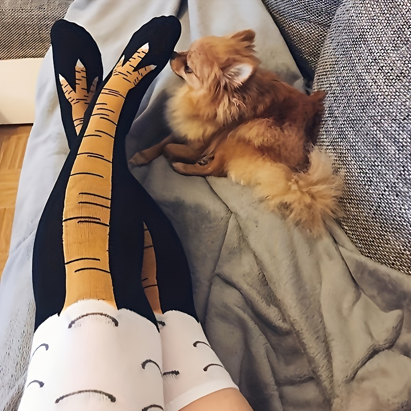 1/2 paires femmes genou chauss - Funny Chicken Leg Socks avis et prix