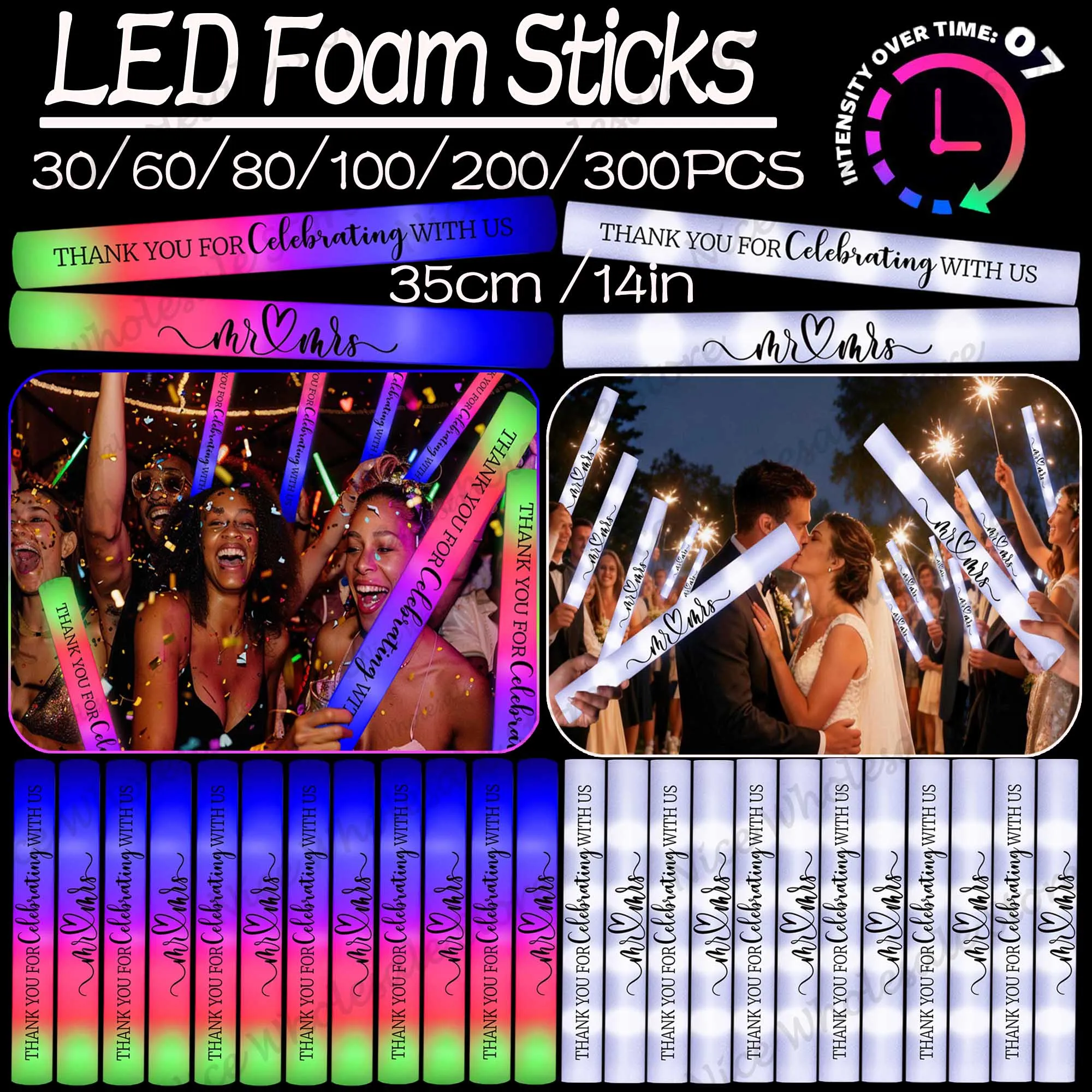 Bâtons lumineux LED en vrac, 1 - Flashing Led Foam Sticks Party avis et prix